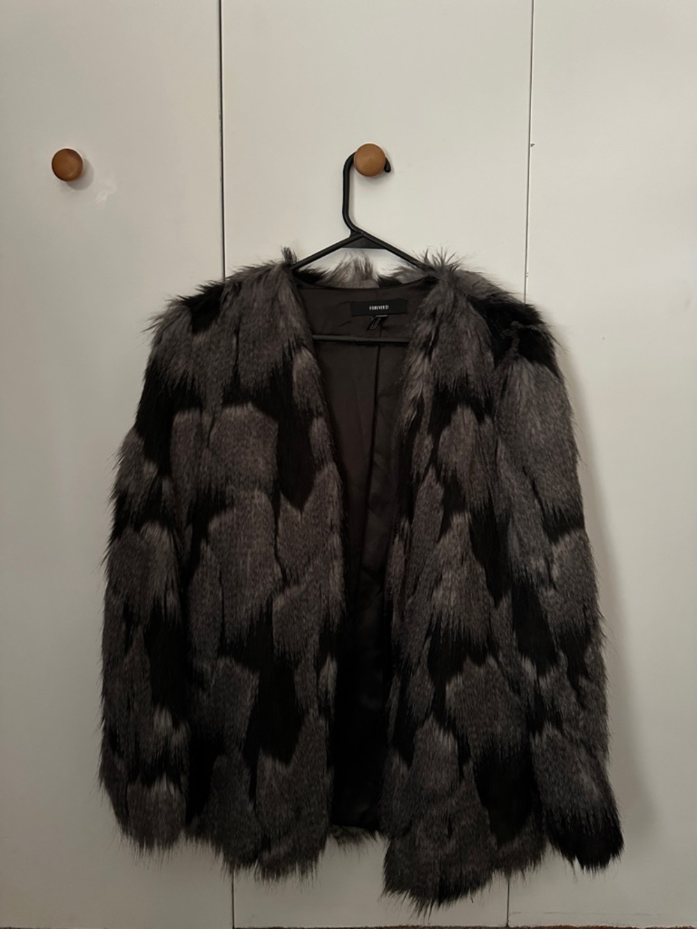 Forever 21 Charcoal and Black Faux Fur Jacket